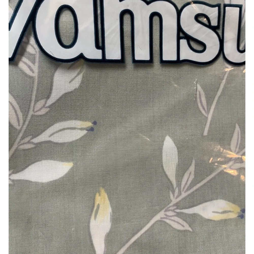 Vintage Wamsutta Percale Silver Blossom Gray Retro Double Flat Sheet NOS NEW